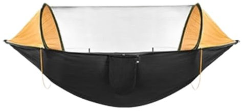 Tragbare Hängematte Anti-Rollover-Hängematte, Schnell Zu Öffnendes Moskitonetz, for Den Außenbereich, Heim-Hängematte, Camping, Outdoor, Doppeltes, Mückensicheres Zelt Einzelschaukelbett(Orange)