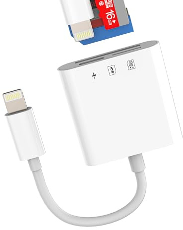 Lector de Tarjetas Lightning a SD para iPhone 14 13 Pro, Cable de Carga, Adaptador Micro SD Lector de Tarjetas para Apple MFi Certified Carga para iPad Cámara Digital TF Memory Photo Teclado