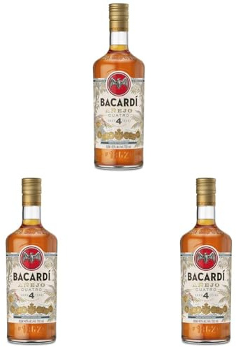BACARDÍ Anejo 4 Year Old Premium Caribbean Rum, 40% vol., 70 cl/700 ml, Vieilli pendant 4 ans dans des fûts de chêne sous le soleil des Caraïbes (Lot de 3)