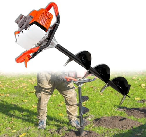 Trivella A Benzina A 2 Tempi, Trivella per Pali di Recinzione da Giardino per Impieghi Gravosi, 3 Punte per Trivella, Trivella A Benzina per Scavi Efficienti in Frutteti, Giardini.,15cm（6in）