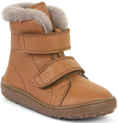 Froddo G3160248 Bottes d'hiver pieds nus en cuir nappa avec doublure en peau d'agneau dans la couleur au choix, cognac, 26 EU