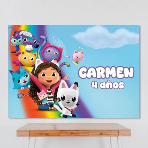 Genérico Cartel Personalizado Gabbyy, 100x80 cm, Pancarta Cumpleaños, Póster Decorativo, Multicolor