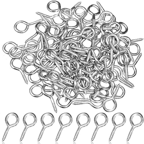 100 viti a occhiello – 20 mm con occhielli ad anello e anelli portachiavi | Anelli in metallo argentato per la produzione di gioielli fai da te | Perfetto per ciondoli, collane e mestieri (argento)
