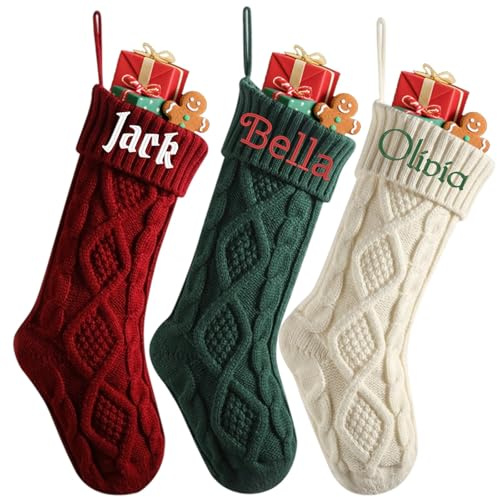 Lustige Weihnachtsstrümpfe, personalisierbar, mit Namen bestickt, für Weihnachten, Familie, Urlaub, Kamin, hängende Strümpfe für Urlaub, Familie, Party, Dekoration (1 Stück)