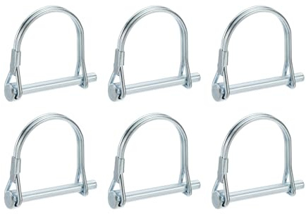 PATIKIL 6Pz Perni Sicurezza Bloccaggio 3/16 x 1,8 (5x45mm) Argento | Perno Di Aggancio Per Rimorchio Filo, Albero Ad Arco, Clip a Molla Semicircolare, per Rimorchi Agricoli Carri da Giardino