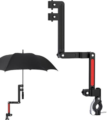 Stroller Umbrella Holder - Upgraded ABS 1 | Adjustable Hands Free Umbrella Stand Golf Cart Beach Chair Fishing Wheelchair Motorcycle Bike Accessory