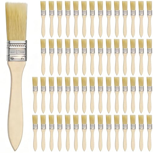 KGGZKG 58 Stück Pinsel Malerpinsel Set Lasurpinsel 25mm Flachpinsel Lack Pinsel Holzpinsel Farbpinsel für Farben, Lack, Malerbedarf, Streichen, Beizen, Klebstoffe, Holzöl, DIY