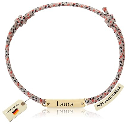 Made by Nami Personalisierte Geschenke für Herren Personalisiertes Armband Damen Herren Geschenk Freund Freundschaftsarmbänder mit Gravur Taufe Valentinstag Weihnachten