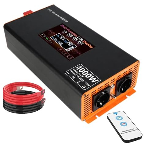 Inverter Onduleur Sinusoïdal Pur 5000 W 12 V vers 220 V avec Prise UE pour Stockage De Batteries Solaires Et Chalets Hors Réseau Convertisseur Tension(4000W)