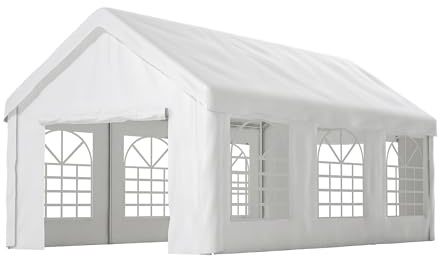 Carport - Garaje para tienda de campaña (3 x 6 m, con puertas dobles), estructura de acero estable para coche, moto, bicicleta, resistente al invierno e impermeable con acceso de doble cara
