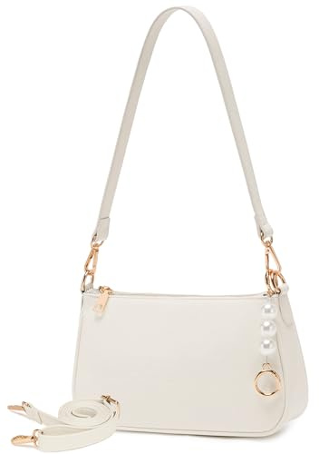 Travistar Handtasche Damen Klein Y2K Tasche – Mini Schultertasche Damen mit Perlenanhänger, Verstellbarem Riemen, Kartenfächer & PU Leder Umhängetasche, Crossbody Bag, Clutch für Frauen & Teenager