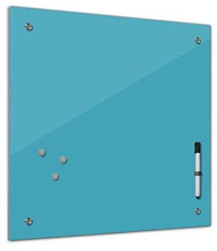 Bilderdepot24 Memoboard 40 x 40 cm | Farben | Türkis | abwaschbare einfarbige Glas-Magnettafel mit Halterung Magneten Stift 1300a