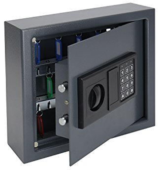 HMF 2030-11 Schlüsseltresor mit Elektronikschloss | 30 Haken | 30 x 28 x 10 cm | Anthrazit