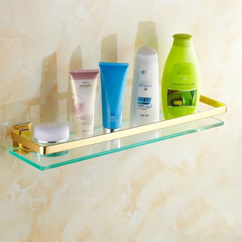 Badezimmer Regal Europäisches Gold Badezimmer Regal Glas Regal Badezimmer Glas Regal Mit Handtuch Bar Wandmontiertes Podium (größe : 50cm)