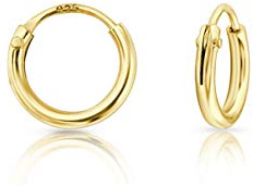 DTPsilver® Creolen 8mm - Mini Creolen Gold - Ohrringe Gold Creolen Klein - Ohrringe Silber 925 Vergoldet