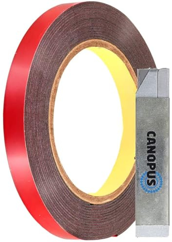 CANOPUS Profi Doppelseitiges Klebeband Extra Starke, Wasserfest Klebeband 4229P (12,5mm x 4,5m) Montageklebeband, Auto klebeband, Ideal für LED-Streifen, Wohnkultur