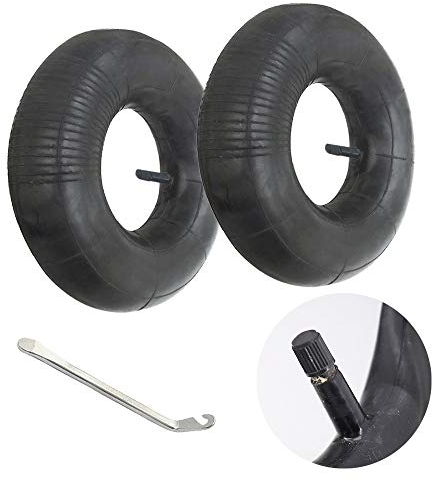 Homo Trends 2 Pcs 3.50/4.00-6 Inner Tubes Wheelbarrow Straight Valve with Tyre Lever for Barrow Sack Truck Sack Barrow Wheels