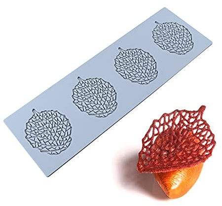 Tapete para impresión de fondant para tartas, tapete para grabar en relieve con textura de encaje para decorar pasteles, 4 agujeros hojas grandes