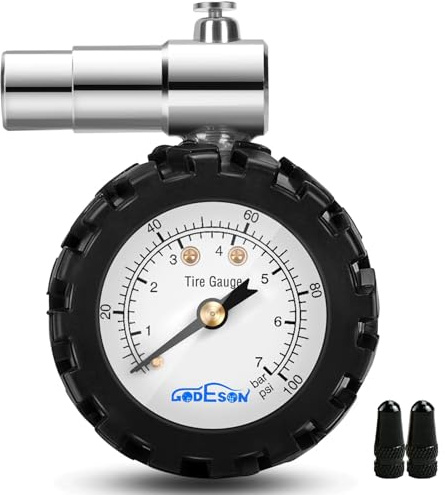 ATsafepro Manomètre Mécanique Vélo Valve Presta 100 PSI /7 Bar Sans Pile, Accessoire Pour Vélos De Route
