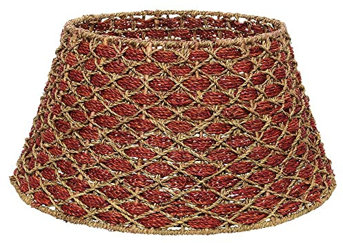 Christbaumständer Abdeckung Seegras Rot Ø58 cm – Natürliche Weihnachtsbaumständer Hülle Rund – Deko Hülle Weihnachtsbaum Vintage Stil