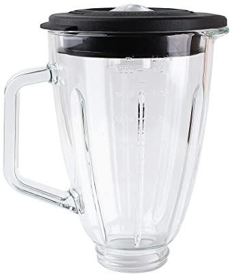 Veterger Replacement parts Glass Jar with lid, Compatible with Hamilton Beach Blenders (6cups)