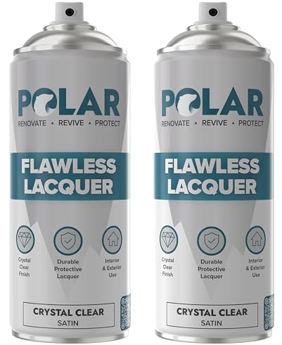 Polar Flawless Clear Lacquer Spray - 2 x 400ml - Satin Finish - Non-Yellowing & Scratch Resistant - Interior & Exterior Surfaces for Wood, Metal, Plastics, Glass & Ceramics