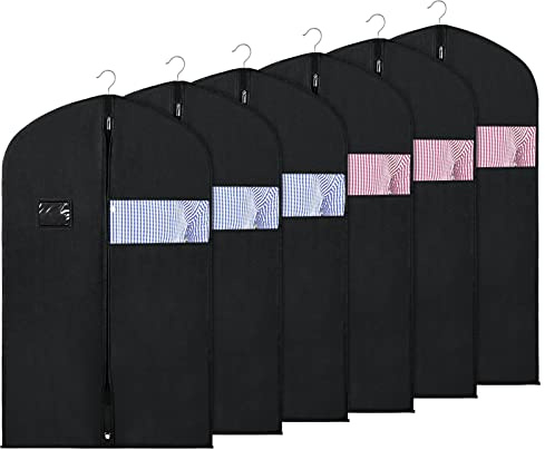 KEEGH Kleidersäcke für Aufbewahrung und Reisen 101cm, 6 Stück | Kleidersäcke für hängende Kleidung Atmungsaktive Anzugtasche für Schrank mit transparentem Fenster für Anzüge, Jacken, Mäntel
