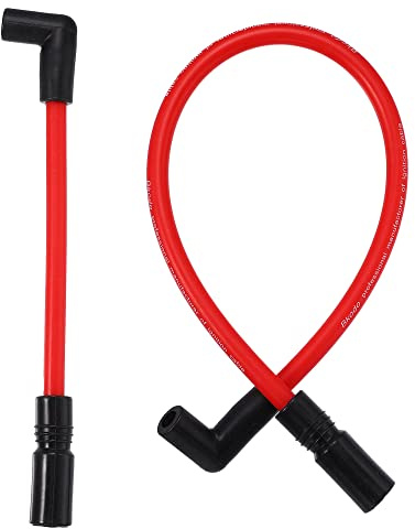 Motoforti 2 Pcs 10.4mm 10mm Spark Plug Wire Kit DYNA-409RD Red Silicone