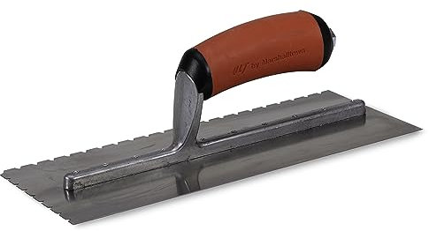 MARSHALLTOWN QLT 3/16x 1/4 x 1/2 Flat-V Notched Trowel, USA Made 11x4.5 Inch Riveted Tiling Trowel, NT754SG