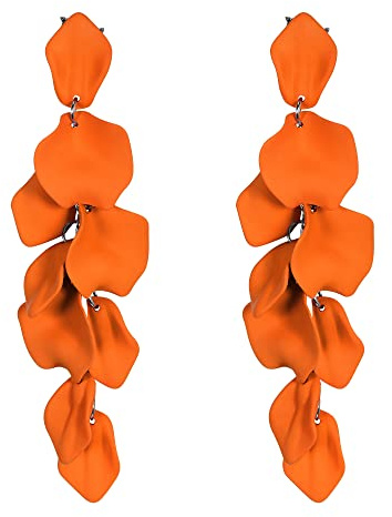 EVER FAITH Lange Blütenblatt-Ohrringe für Damen Mädchen, Acryl Blume Blütenblatt Statement Dangle Ohrringe Sommer Urlaub Schmuck