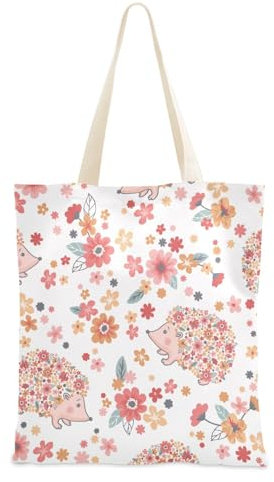 FRODOTGV Tragetasche aus Segeltuch mit kindlichem Blumenmuster, für Damen, Leinen-Geschenktasche, Stoff-Tragetaschen mit Griffen, wiederverwendbare Taschen, Tragetasche, einfarbig, Childish Floral