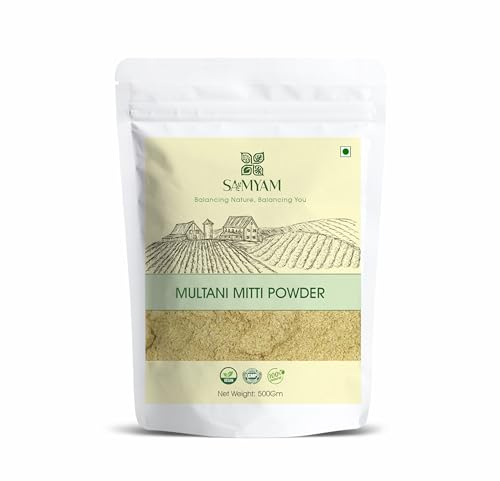 SAMYAM Poudre nettoyante visage Multani Mitti - 500 g | Terre à foulon, argile bentonite, argile cicatrisante indienne