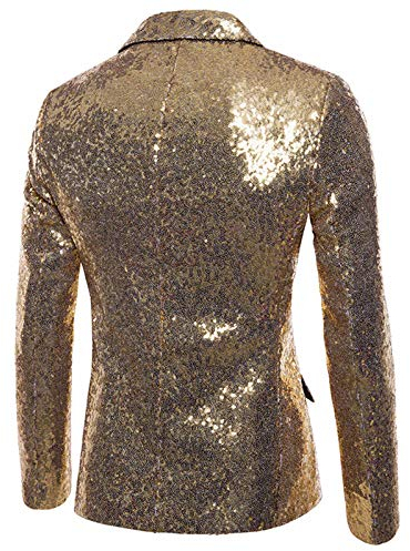 Button Top Uomo Casual Fit Suit Una Giacca Charm Cappotto Paillettes Party Cappotti Uomo Giacche Sudore Body Suit per Uomo, Oro, XXL