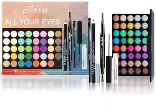EnMart Juegos de maquillaje, Maquillaje Regalo de Belleza para Mujer, con Paleta de sombras de ojos, Máscara, Brow Pencil, Cepillo de Sombra de Ojos, Cosméticos veganos, Maquillaje Set Ojos y Rostro