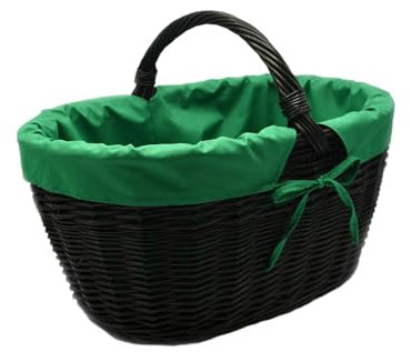 MyBer® Einkaufskorb Weidenkorb Flaschenkorb Geschenkkorb geflochten schwarz BTH 46/33/25-34cm stabiler Tragekorb aus Weide K1-113-S-SGR