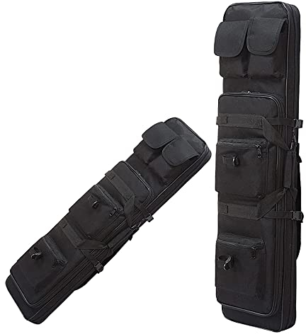ANSNOW Taktische Gewehrtasche Langwaffenkoffer Outdoor Karabiner-Gewehrtasche Doppelgewehr-Aufbewahrung Und -Transport, Multifunktionsgewehrkoffer Tragetasche Rucksack Für Jagd Schießen/Schwarz/120