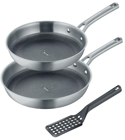 Berndes Pfannen Set Tricion Resist 2 tlg. – Bratpfanne 24 cm & 28 cm – mit Pfannenwender - Antihaftbeschichtung – Kratzfest & Backofengeeignet - Induktion geeignet - 3-Schicht Aufbau - Edelstahl Stiel