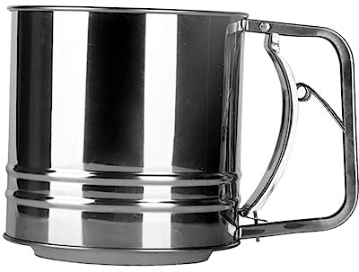 TOPBATHY Stainless Steel Flour Sifter Semi-Automatic Large Baking Flour Strainer Cup Handheld for Precise Powder Sifting Kitchen Baking Tool