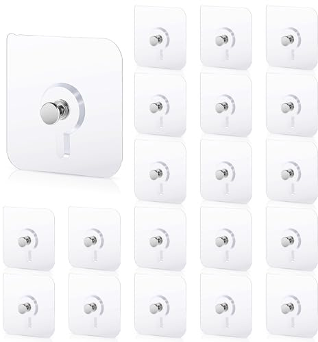 Nogeqi 20 Pcs Strong Adhesive Hooks - No Drill, No-Trace Sticker Frame Hangers for Mounting Wall Shelf, Heavy Duty for Kitchen, Bathroom