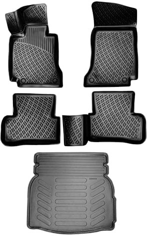fussmattenprofi.com 3D Gummimatten & Kofferraumwanne Set für Mercedes C Klasse W205 Umklappbare Baujahr 2014-2021 | Hoher Rand Allwetter Auto Fussmatten I TPE Geruchlos rutschfest Fußmatten