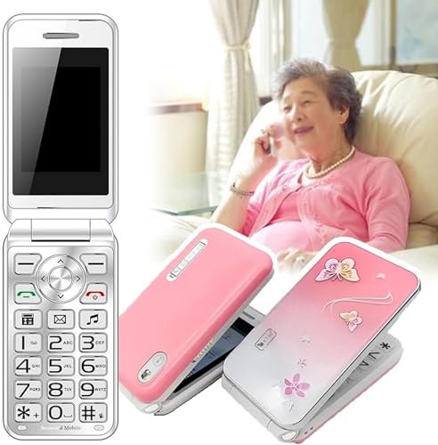 OZTYSGXM 2G Flip Big Font Mobile Phone, Old Person Mobile Phone Dual SIM 2.4 Inch Screen+Big Button/Loud Volume Blacklist+8800mAh Battery Support Music, Video, Flashlight,Pink