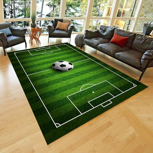 Fußball 3D-Druck Weicher Kinderzimmerteppich 80 X 160 cm - Rutschfester Teppich Mit Niedrigem Flor - - Anti-Flecken, Fusselt Nicht: Umweltfreundlich - Leicht Zu Reinigen - Polyesterfaser -924617831