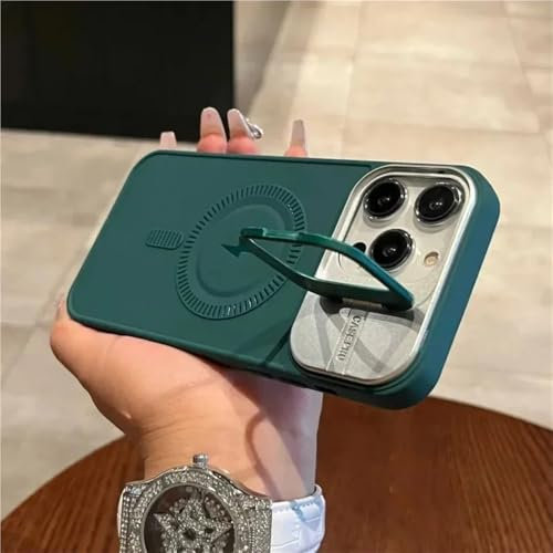VFDHN Standhülle für iPhone 16 15 14 Plus 13 12 11 Pro Max Abdeckung Magnetischer kabelloser Ladekameraobjektivhalter Weich Matt, grün, für iPhone 16Pro Max