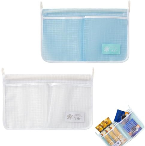 YAPKOLV 2 Piezas Bolsillo para Frigorífico Organizador Colgante de Doble Compartimento con Diseño de Ganchos para Puerta de Frigorífico