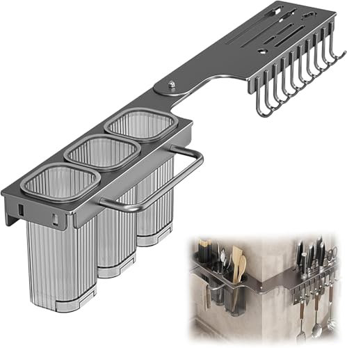 GOWODOOO Ceppo portacoltelli, pieghevole, multifunzionale, rettangolare, design a 270° con regolazione angolare attiva gli angoli inutili in cucina, aumenta il tasso di utilizzo dello spazio di tre