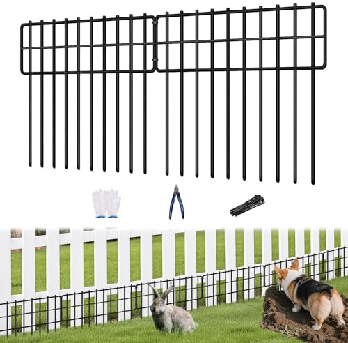 KYATE Garden Fence Animal Barrier, 30 Panels No Dig Fence 42.5ft(L) x13in(H), Rustproof Metal Defense Border, Dogs Rabbits Blocker Fence for Outdoor Yard & Patio