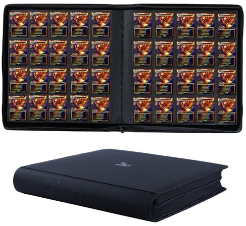 KUOOKING Sammelkartenbinder mit 2000 Taschen, Schwarz | Ablum mit 20 Fächern, kompatibel mit MTG, Sportkarten und anderen Sammelkarten in Standardgröße