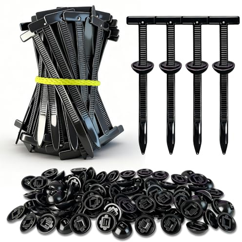 Nylon Universal Cable Tie Buckle–Heavy Duty Self-Locking Zip Ties Holder with Pin & Button Design, Plastic Cable Ties Tool Fasteners Car Body, UV Resistant Zipties for Car Daily Auto Fixing (100Pcs)