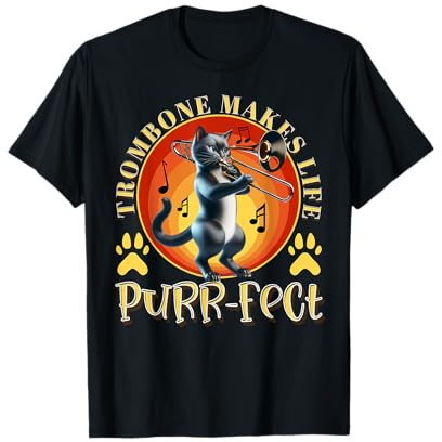 Posaune macht das Leben purr-fect Lustige Posaune Katze Posaune T-Shirt