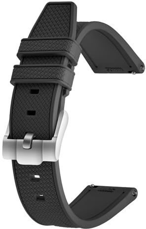 ULLCHRO Uhrenarmband 20mm Wasserdicht, Kautschuk Armband 22mm für Sport, Armband Herren Uhr aus Gummi, Uhrenarmbänder (20mm, Schwarz)